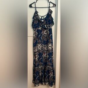 Xhilaration Blue Ruffled Tiered Maxi Sundress